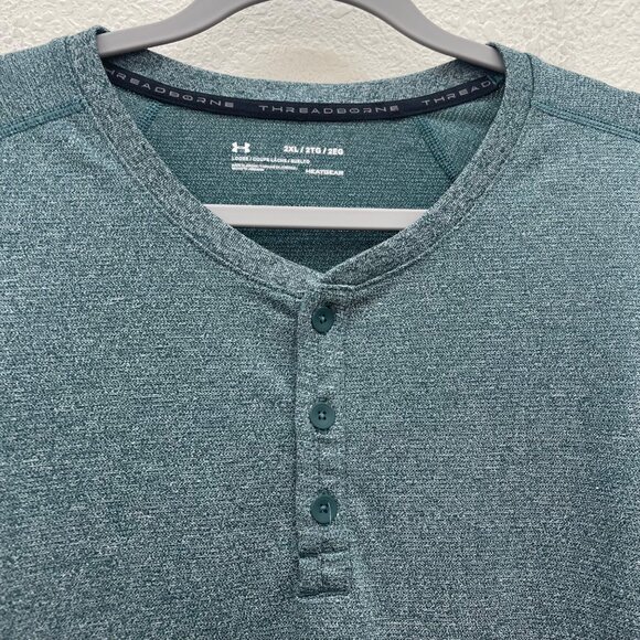 Under Armour Threadborne Heat Gear Loose Fit Long Sleeve Henley Shirt Mens 2XL - Picture 2 of 4